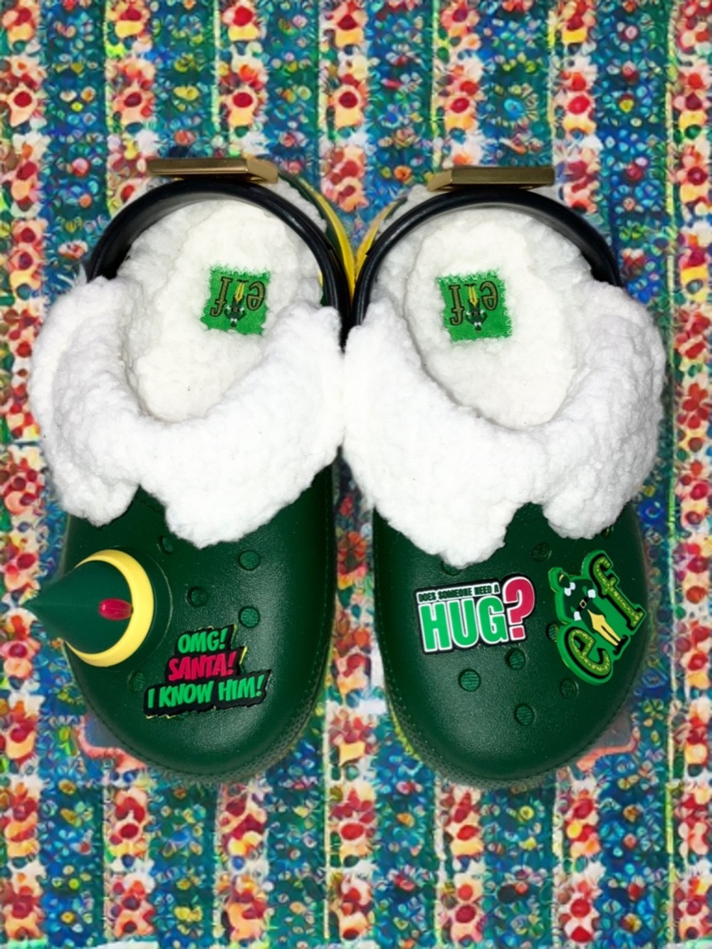 Crocs Kids Elf Classic Lined Clog Slippers Christmas Warm Cozy Kids Size 11 NWOT